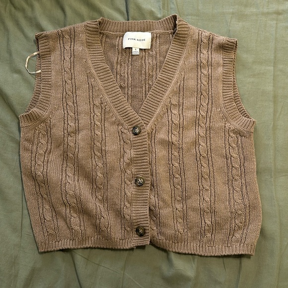 Brown sweater button-up vest - Picture 3 of 4